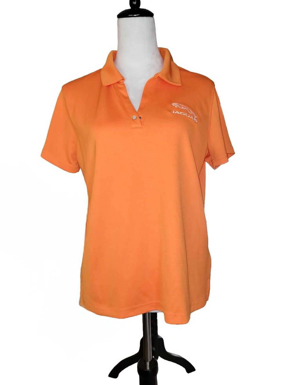 Pebble Beach Jaguar Logo Orange Performance Polo Shirt Size Large
